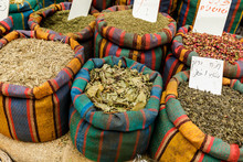 Different Herbs And Spices At The Street Market In Tel-Aviv