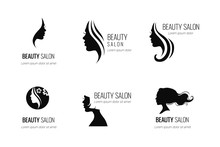 Set Of Black Vector Beauty Salon Or Hairdresser Icon Designs Isolated On White Background