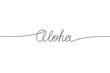 ALOHA handwritten inscription. Hand drawn lettering. alligraphy. One line drawing of phrase Vector illustration