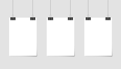 Wall Mural - poster template of a paper sheet. hanging posters set.