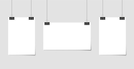 Wall Mural - poster template of a paper sheet. hanging posters set.