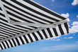 black and white striped awning isolate on white background