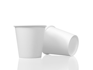  3D Illustration Of Two White Paper Cups