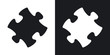 Vector puzzle icon. Two-tone version on black and white background