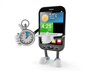 Sticker - Smart phone character with stopwatch