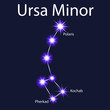Illustration constellation  Ursa Minor with stars Pherkad, Kochab, Polaris in the night sky