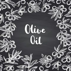 Wall Mural - vector hand drawn olive branches background
