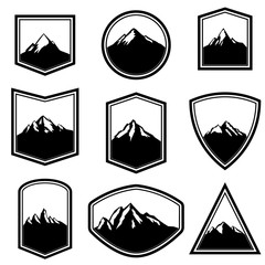 Wall Mural - set of empty badges with mountains. design elements for logo, label, emblem, sign.
