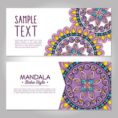 Poster - mandala boho style flyers vector illustration design