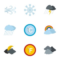 Poster - meteorological icons set. flat set of 9 meteorological icons for web isolated on white background