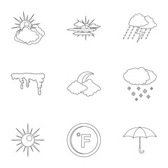 Poster - Climatological icons set. Outline set of 9 climatological vector icons for web isolated on white background