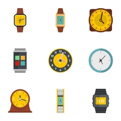 Poster - Clock icons set. flat set of 9 clock icons for web isolated on white background