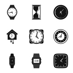 Poster - Timing signal icons set. Simple set of 9 timing signal vector icons for web isolated on white background