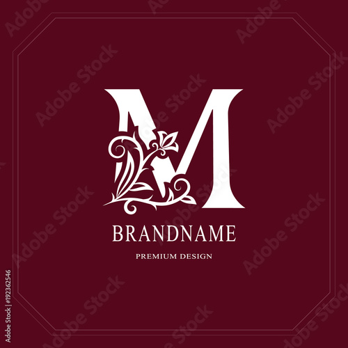 Elegant Capital Letter M Graceful Floral Style Calligraphic