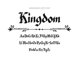 Wall Mural - Blackletter gothic script hand-drawn font. Decorative vintage styled letters.