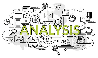 Flat colorful design concept for Analysis. Infographic idea of making creative products..Template for website banner, flyer and poster.