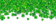 Patricks Day Seamless Background With Four Green Clover Heap With Shadows