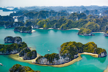 vietnam's ha long bay viewed from water plane