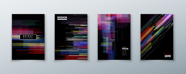 Wall Mural - trendy glitch covers design with geometric pattern. modern vector illustration.