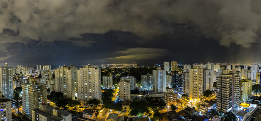 Sao Jose dos Campos city at night with cloudy sky panorama view - Sao Paulo, Brazil