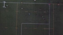 Stationary Drone Shot Over Soccer Match