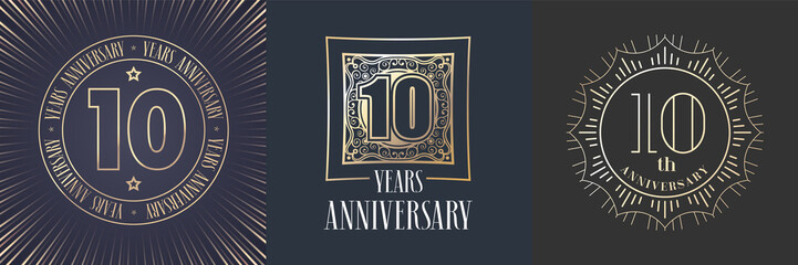 10 years anniversary vector icon, logo set