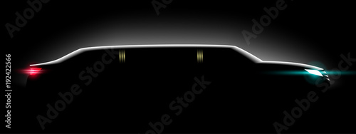 Photographie Realistic limousine in the dark in the light