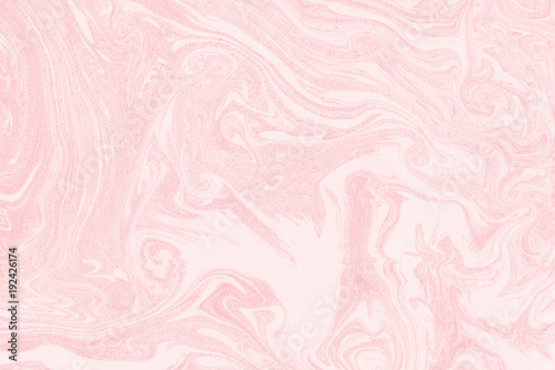 Fotografía Suminagashi marble texture hand painted with pink ink
