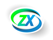 Initial Letter ZX Logotype Company Name Colored Blue And Green Swoosh Design, Modern Logo Concept. Vector Logo For Business And Company Identity.