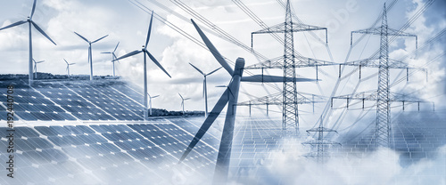 Cuadros en Lienzo Stromversorgung mit Sonnenenergie und Windkraft