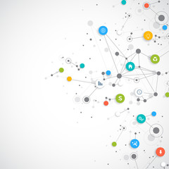 Aufkleber - Abstract business vector infographic. Cloud computing and global network connections concept design. Scientific business template with icons for brochure, diagram, workflow, timeline, web design.