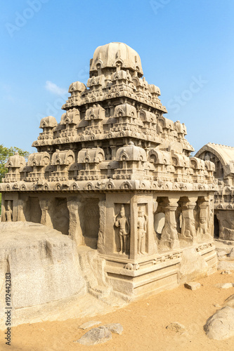 Fotografie, Obraz The Five Rathas, Yudhishthir ratha, Mahabalipuram, Tamil Nadu, India