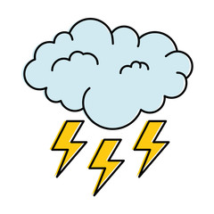 Sticker - weather cloud rainy with rays vector illustration design