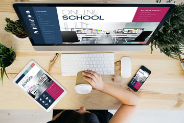 Canvas Print - overhead view resposive design online school