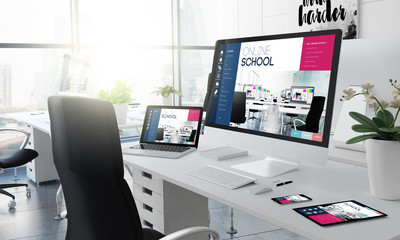 Wall Mural - office desktop online school