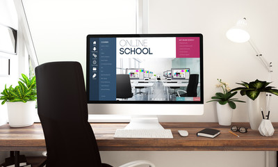 Wall Mural - computer online school window