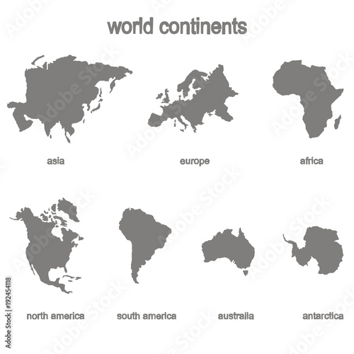 Set of monochrome icons with world continents for your design Tableau sur Toile