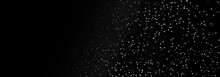 Vector Graphics Banner. Monochrome Pattern Of Cosmic Starry Space, Map With Stars Or Dots On Night Sky. Falling Snow On A Black Background. Decorative Endless Texture