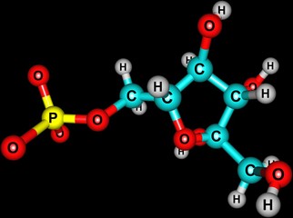 Poster - Fructose molecular structure on black background