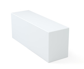Poster - Blank white cube product packaging paper cardboard box. Isolated on white background with soft shadow. 3d illustration.