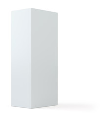 Poster - Realistic white box, cube, podium or blank pedestal. White platform. Isolated on white background. 3d illustration