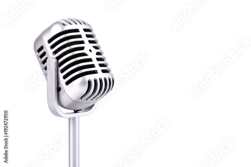 Cuadros en Lienzo Retro microphone isolated on white background