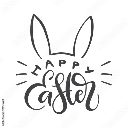 Download Happy Easter calligraphic inscription with bunny ears ...