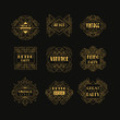 © topvectors - Set of Art Deco badges. Decorative golden frames in vintage style. Luxury linear emblems. Vector design for hotel logo, wedding or party invitation card