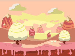 Wall Mural -  illustration of fantasy sweet food land