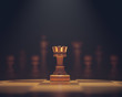 The rook in highlight. Pieces of chess game, image with shallow depth of field.