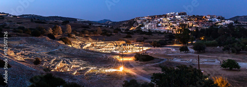 Plakat Ruiny Amathus antyczny miasto przy nocą, Limassol, Cypr