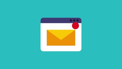 Sticker - email message envelope on tab window icons animation design