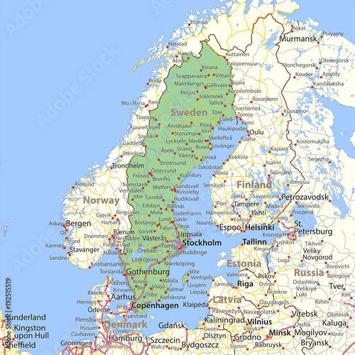 Fotografía Sweden-World-Countries-VectorMap-A