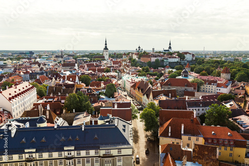 Plakat Widok z lotu ptaka stary miasteczko w Tallinn, Estonia